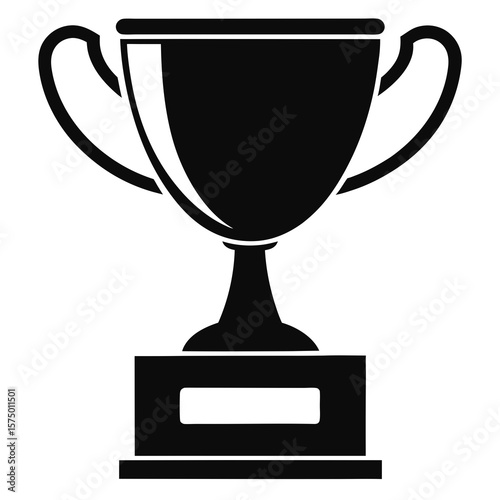 Classic black silhouette of a trophy cup with handles on a pedestal isolated on white background silhouette
