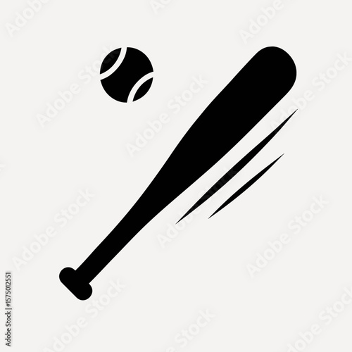 Baseball Bat and Ball Icon Illustration