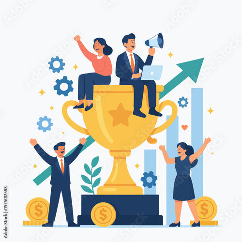 Business Success and Celebration Illustration