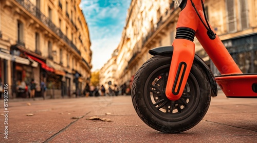 Une trottinette électrique en ville, transport vert et écomobilité