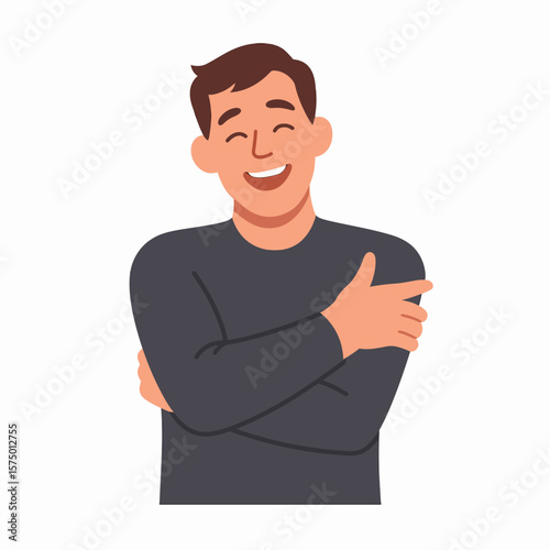 Happy Man Smiling with Crossed Arms Illustration