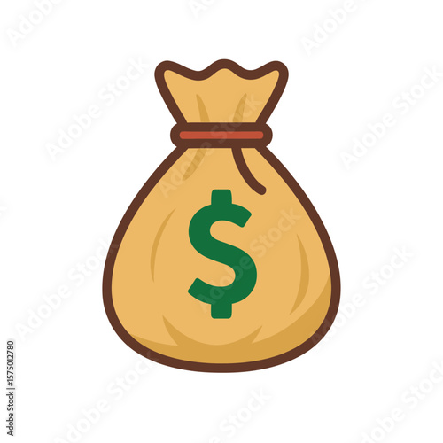 Money Bag Icon with Dollar Sign Illustration