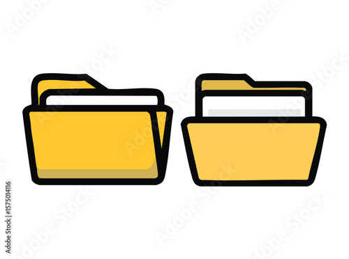 Two yellow folder icons with black outlines on a white background