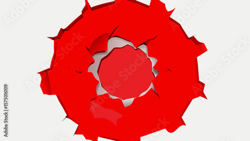 red gear cog wheel industrial mechanical design teeth angular projections manufacturing 