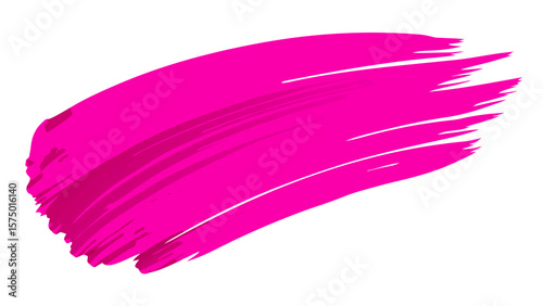 hot pink magenta paint brush stroke vibrant fuchsia dynamic energetic textured flowing isolated on white background.