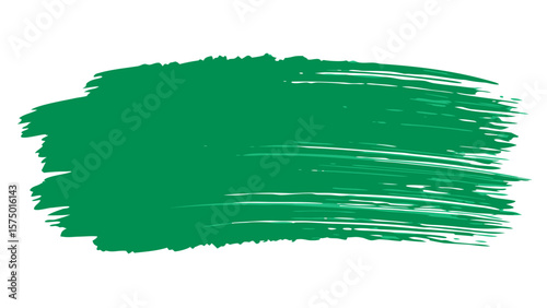 green paint brush stroke marker streak texture acrylic horizontal hand painted organic isolated on white background.