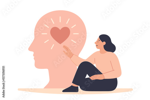 Mental health and emotional wellbeing concept with heart and person