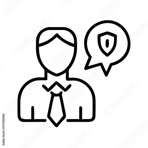 Lawyer providing legal advice with security symbol in speech bubble  