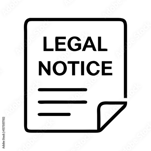 Legal notice document with header and a folded corner  