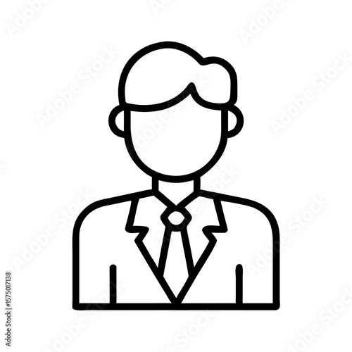 Businessman in suit with tie outlined in minimalist style  