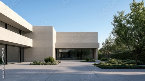 Wallpaper Mural Modern Minimalist Architecture Exterior with Clean Lines and Lush Landscaping Torontodigital.ca