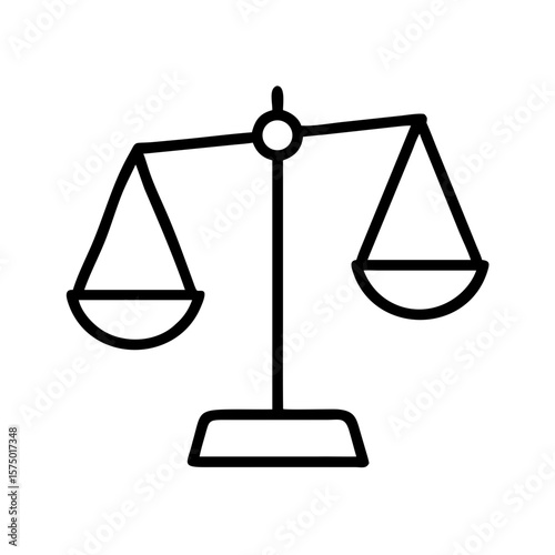 Legal balance scale outline in minimalist design  