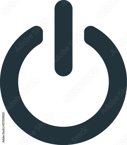 Close up of a black power symbol on a white background in a simple and modern design style