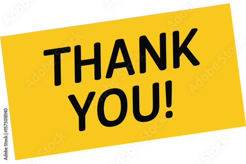 A thank you message displayed on a yellow rectangle with a white border on gray background
