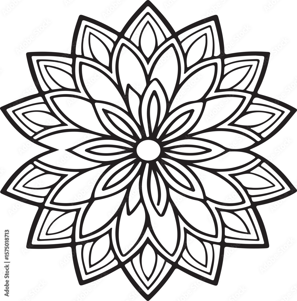 Fototapeta premium Elegant black and white mandala design decorative floral pattern for spiritual meditation