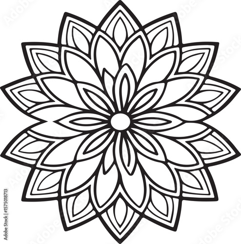 Elegant black and white mandala design decorative floral pattern for spiritual meditation