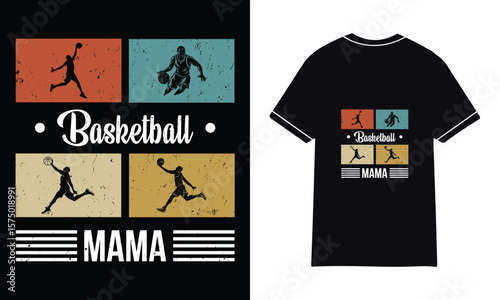 Trendy Basketball T-Shirt Design – Slam Dunk, Retro, Street Style Vector