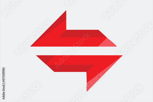 Red Opposite Direction Arrows Symbolizing Exchange Return Reversal or Communication