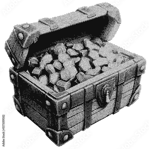 Pirate treasure chest halftone grunge vector design element