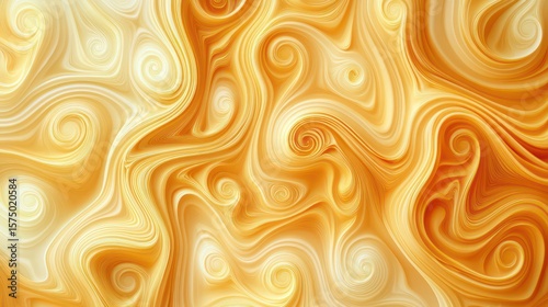 Swirling Golden Abstract Art with Fluid Lines and Spiraling Forms