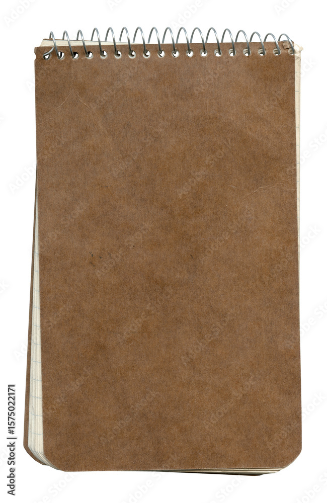 Naklejka premium Vintage Old Brown Spiral Notepad with Blank Cover