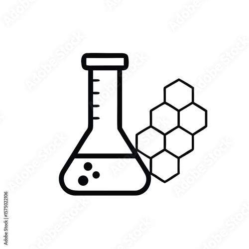 Chemistry flask and honeycomb icon for science blogs, research websites, and educational materials