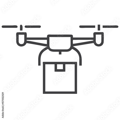 Drone delivery service icon for logistics blogs, e-commerce websites, and technology presentations