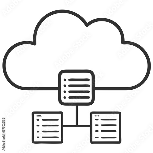 Cloud data center icon for IT blogs, cloud computing websites, and data storage services
