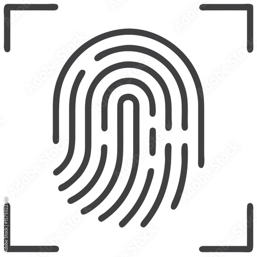 Fingerprint scan icon for security blogs, biometric authentication, and identity verification presentations