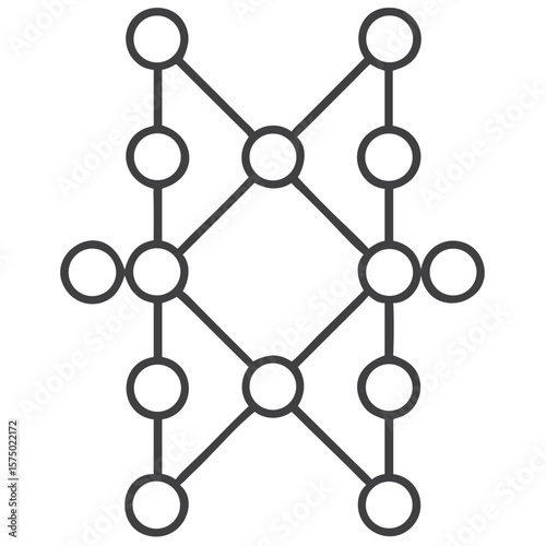 Neural network structure icon for AI research blogs, machine learning presentations, and data analysis sites