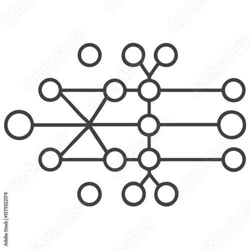 Neural network diagram icon for AI blogs, machine learning education, and data science presentations
