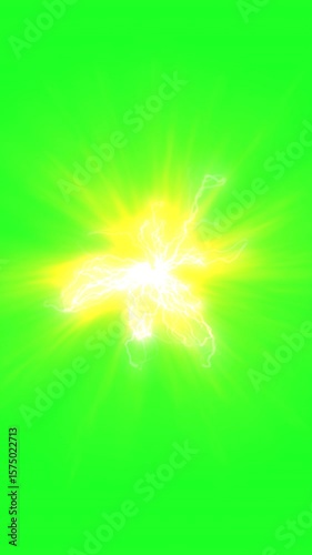 Glowing energy patterns emerge and pulsate vividly against green screen vertical video