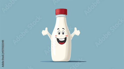 Cute Mechanic Cartoon Mascot with Bottle of Milk - Fun and Quirky Cartoon Character Design