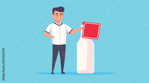 Milk Bottle Referee Red Card Illustration
