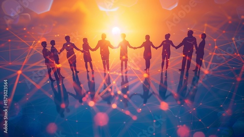 Collaborating together and team collaboration concept or connecting unity teamwork idea as a business metaphor for joining a partnership as diverse people connected as employee cooperation