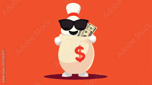 Bowling Pin Mascot Illustration: Rich Man Holding Cash