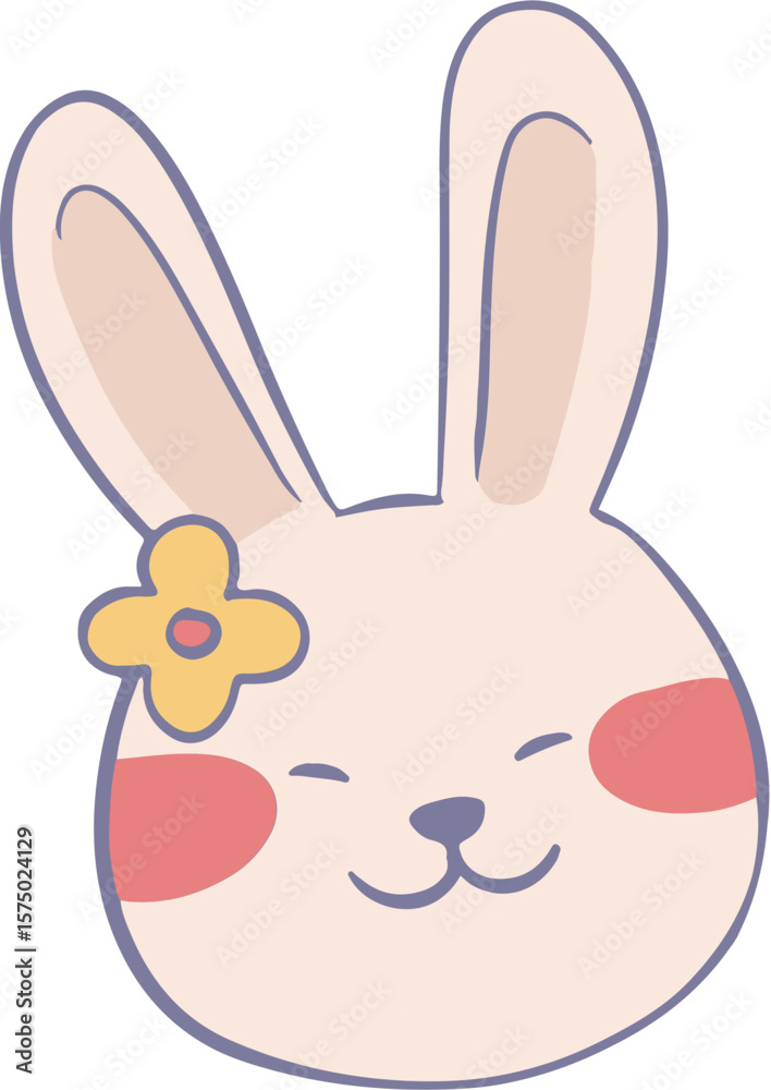 Fototapeta premium Cute Easter Bunny with Flower