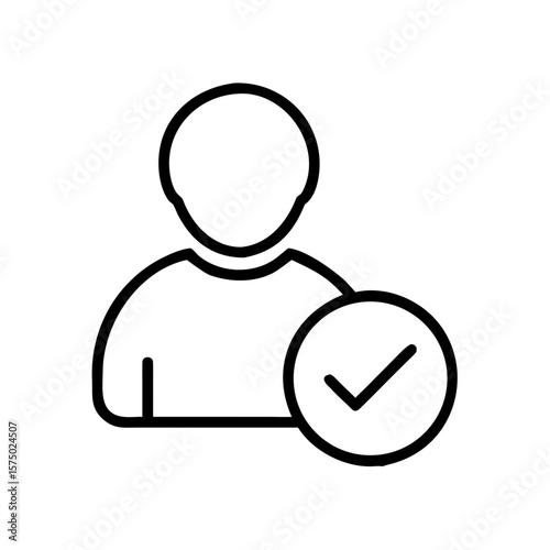 Line icon of a person with a check mark symbolizing approval  