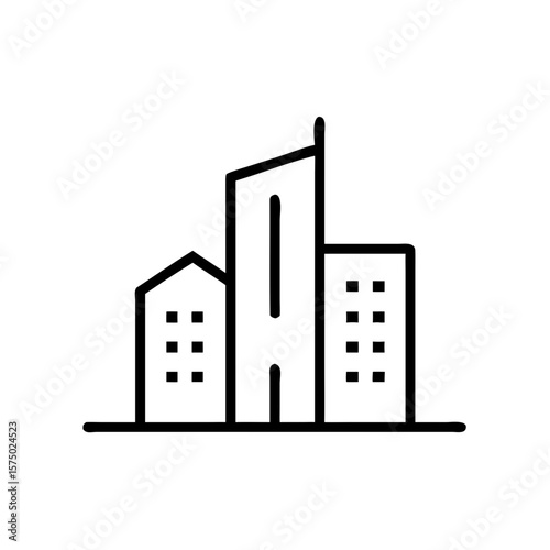 Modern city skyline illustration with simple lines and shapes  
