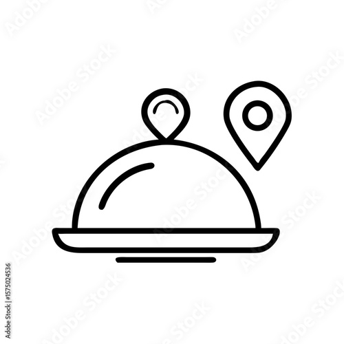 Food tray with lid and location pin icon for delivery service  
