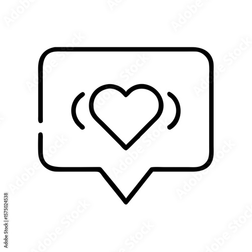 Heart inside comment bubble representing love and communication icon  