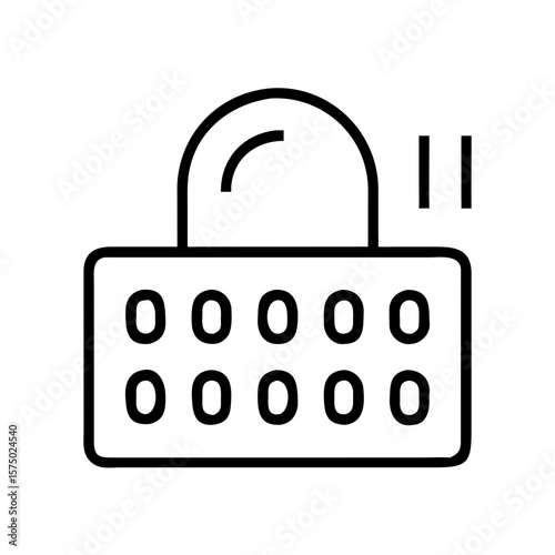 Vector icon of a lock with binary code background concept of icon  