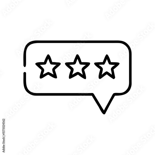 Speech bubble with three stars inside depicting a rating concept  
