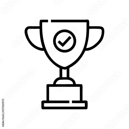 Trophy icon with checkmark representing goal completion concept  