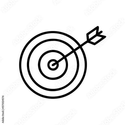 Target with arrow in center illustrating the concept of icon  