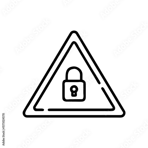 Warning triangle icon with a lock symbol representing security concept  