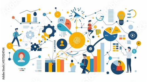teamwork concept chart with business elements