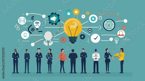 teamwork concept chart with business elements