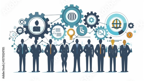 teamwork concept chart with business elements