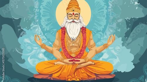 Brahma Creation God Hinduism Religion Flat Image